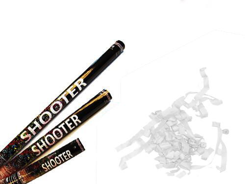 Papier Streamer Shooter - Weiß M - 30cm