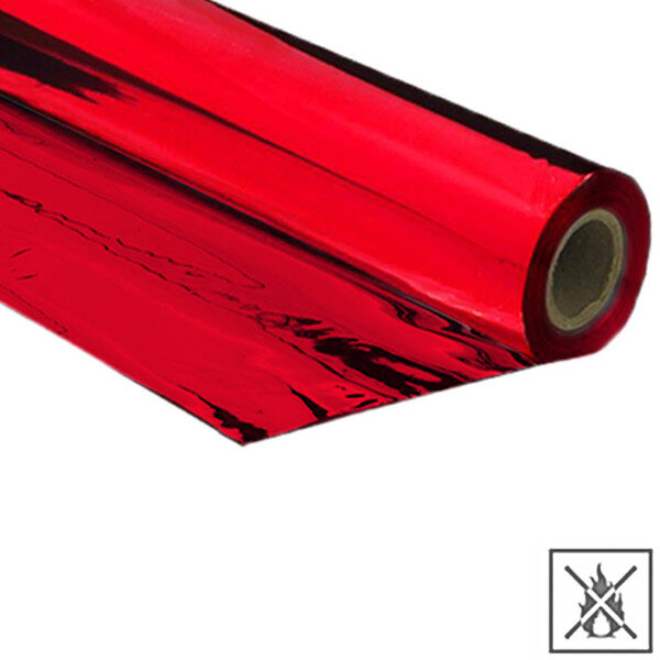 Metallic plastic film roll premium fire retardant 1,50x30m - red