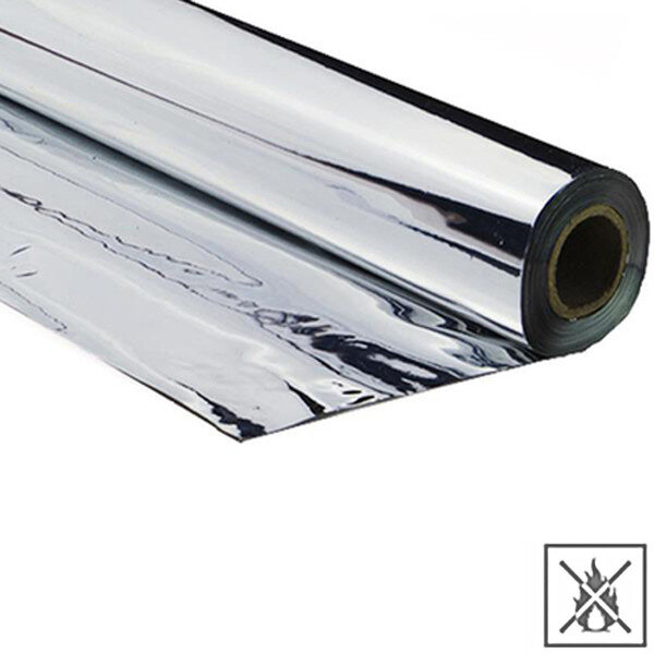 Metallic plastic film roll premium fire retardant 1,50x30m - silver