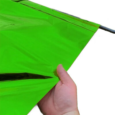 Plastic film hand banner metallic - 90x75cm (horizontal format) - green