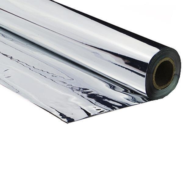 Metallic plastic film roll premium fire retardant 1,50x1000m - silver