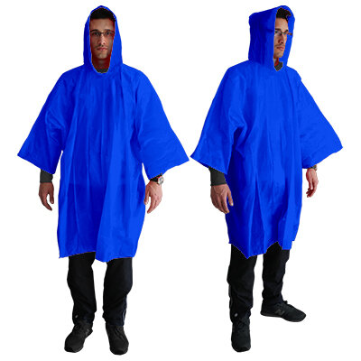Hooded foil poncho 150x100cm - blue