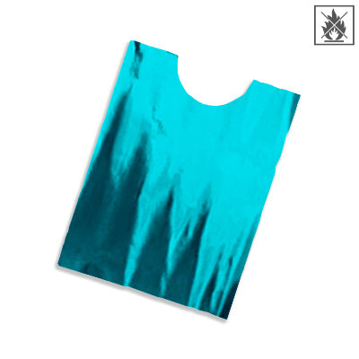 Plastic film vest metallic 50x75 cm  fire retardant - light blue