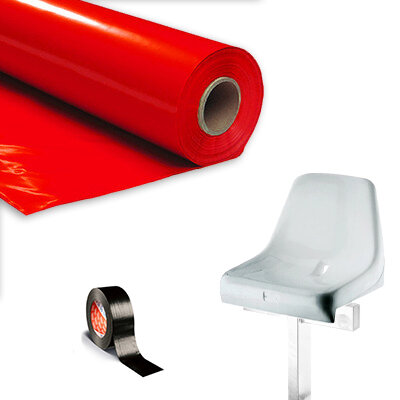 Plastic film seat covering roll 0,75x200m - red