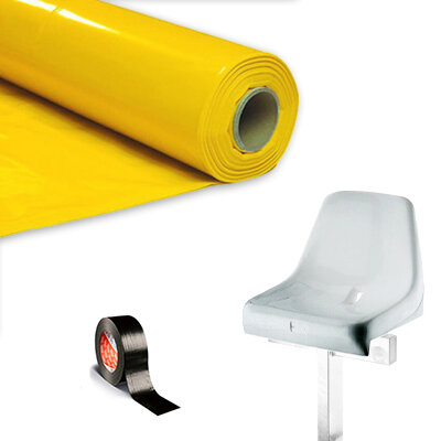 Plastic film seat covering roll 0,75x200m - yellow