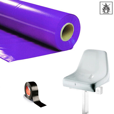 Plastic film seat covering roll flame retardant 0,75x200m - purple